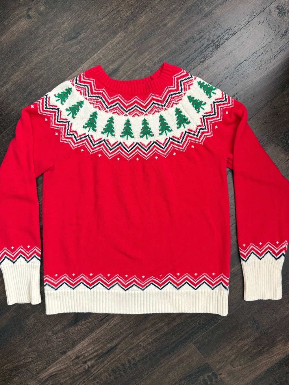 Lands’ End Drifter Fair Isle Christmas Tree Cotton Sweater Small - Picture 3 of 8